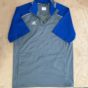 Adidas Royal Blue and Gray 1/4 Zip Rain Jacket - Size XS
